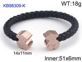 Stainless Steel Leather Bangle