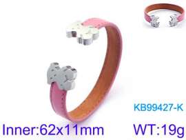 Stainless Steel Leather Bangle