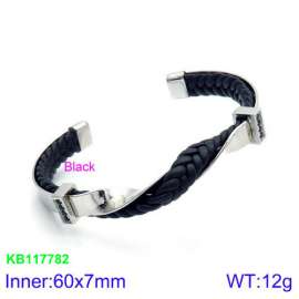 Stainless Steel Leather Bangle