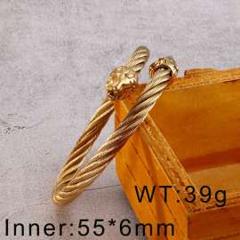 Double lion head steel wire gold adjustable men's Bangle