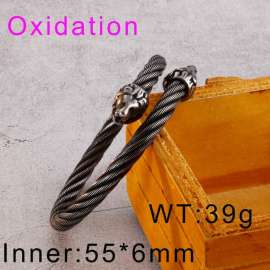 Double lion head steel wire oxidation color adjustable men's Bangle
