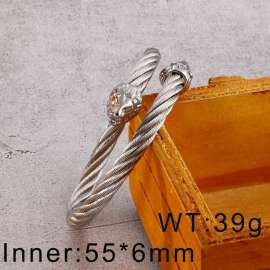Double lion head steel wire adjustable men's Bangle