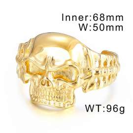 Golden Aggressive Punk Style Skull Head Titanium Steel Ghost Men's Bangle