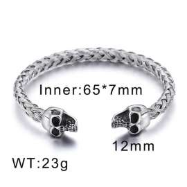 Oxidized Black Double Ghost Men's Waiya Thread Open C-shaped Skull Bangle