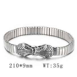 Double Snakehead Punk Style Stretch Men's Bracelet